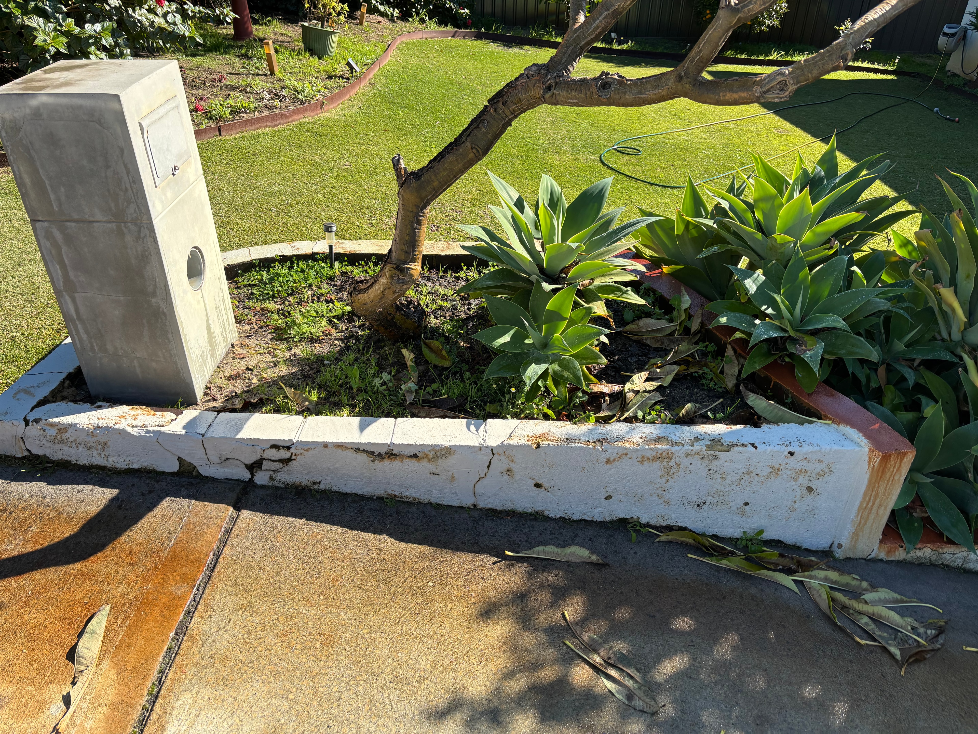 Garden bed edging bore stain after treatment